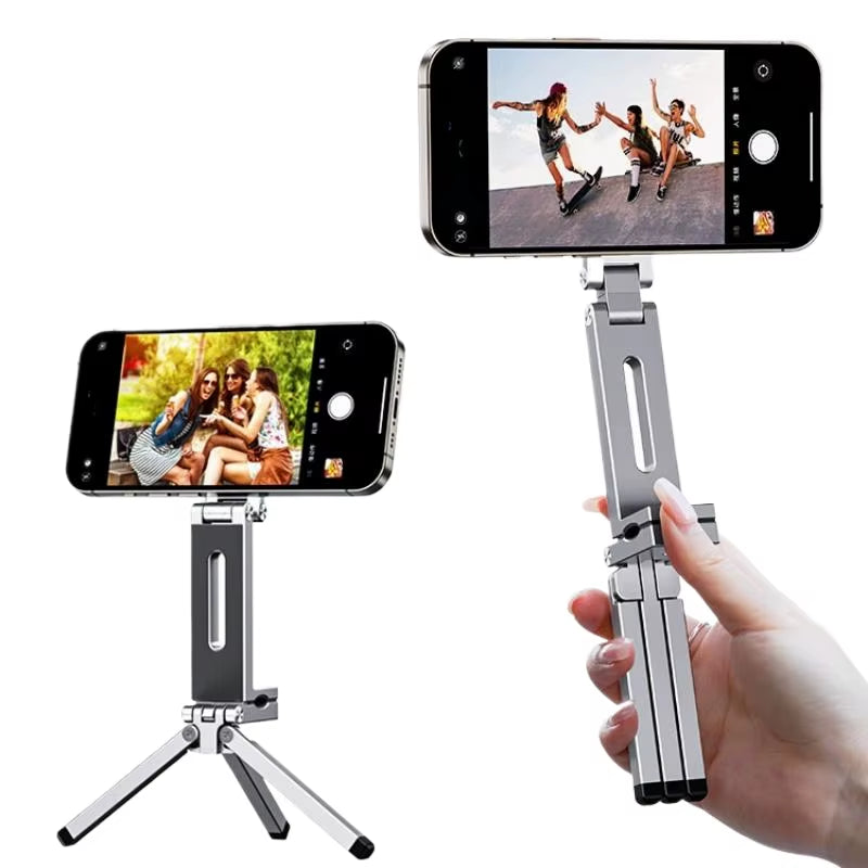 Foldable Magnetic Phone Tripod Holder, 360° Rotating Portable Stand for Iphone & Android Travel Video Shooting Desk/Plane Train