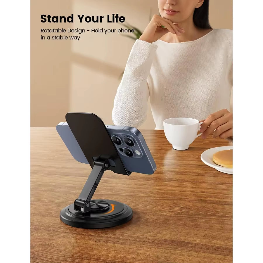 Lamicall Adjustable Phone Stand for Desk 360 Rotating Foldable Cell Phone Holder Desktop Portable Cellphone Stand Office Desk A