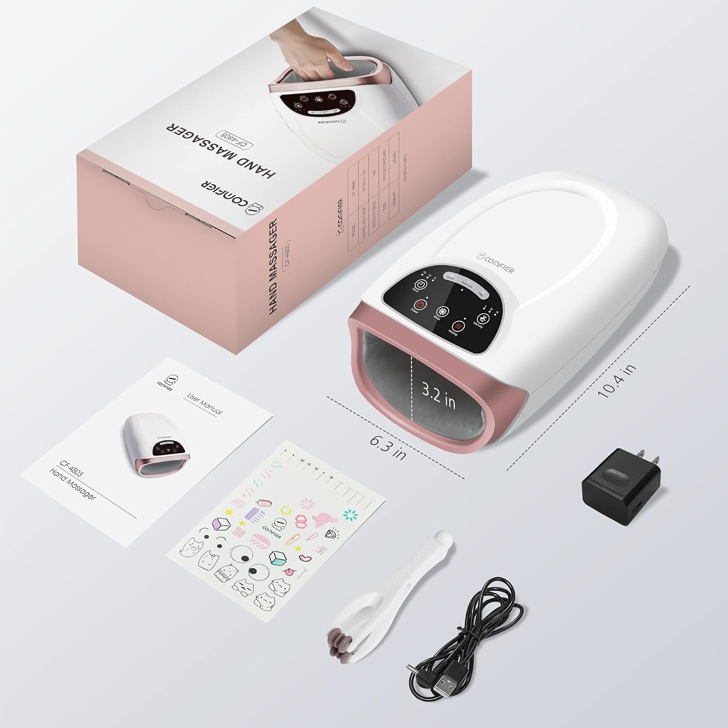 Cordless Hand Massager with Heat – Compression Therapy Tool with 3 Modes & Pressure Levels for Arthritis & Carpal Tunnel