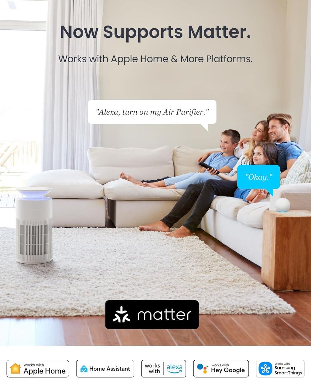 Large Room Air Purifier – 3620 Ft² Coverage, Ultra-Quiet 20dB, Washable Filter, Pet Mode, RGB Lights, Aromatherapy, Smart Home Compatible