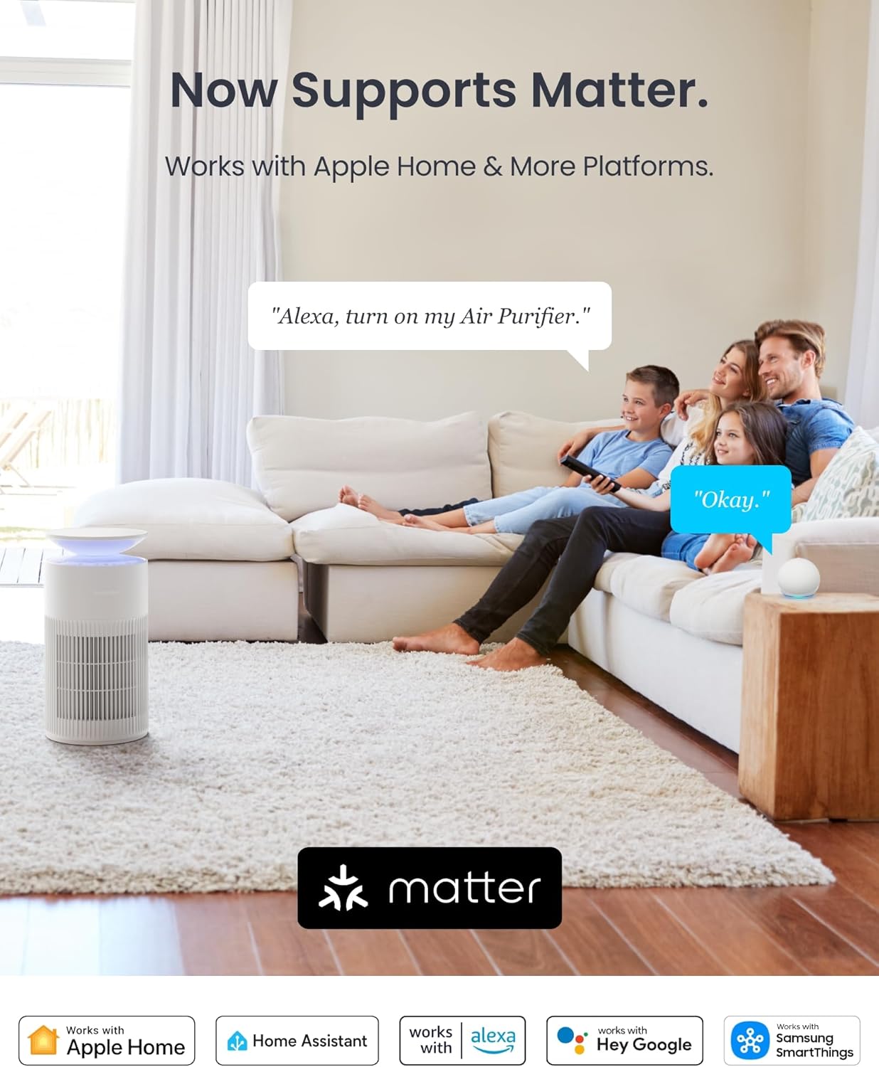 Large Room Air Purifier – 3620 Ft² Coverage, Ultra-Quiet 20dB, Washable Filter, Pet Mode, RGB Lights, Aromatherapy, Smart Home Compatible