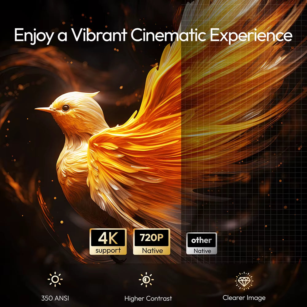 A12 Projector Mini Portable LED Video Android 13.0 WIFI 6 Mirror Smartphone for 1080P 4K Video Home Cinema Projector