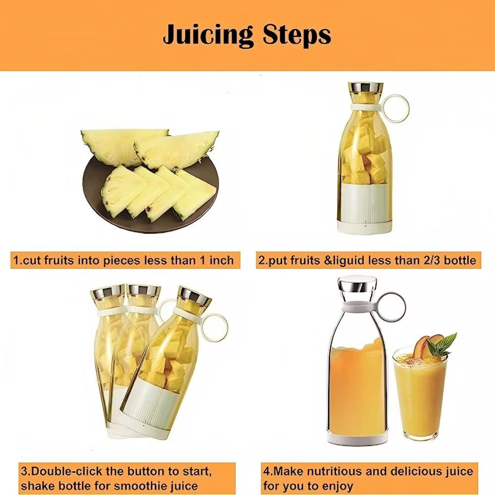 Rechargeable 350Ml Portable Juicer, Wireless Orange Blender, 50W USB Fruit Mixer, Fast Shipping from US Warehouse