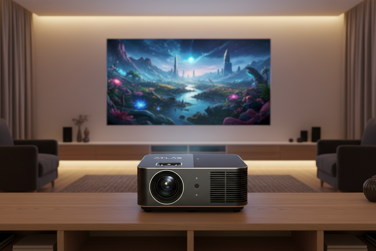 ATLAS A12 Home Cinema Projector – Mini Portable LED Android 13 with WiFi 6, 1080P/4K Support
