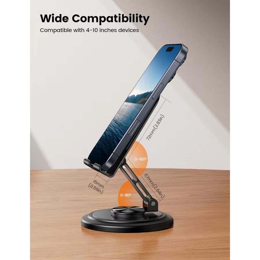 Lamicall Adjustable Phone Stand for Desk 360 Rotating Foldable Cell Phone Holder Desktop Portable Cellphone Stand Office Desk A