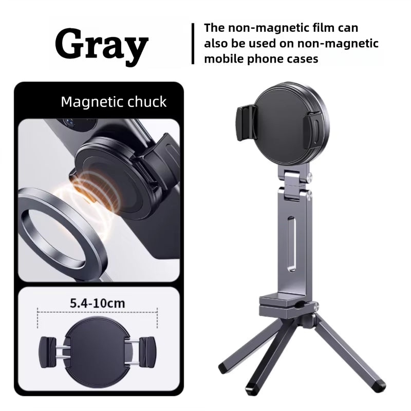 Foldable Magnetic Phone Tripod Holder, 360° Rotating Portable Stand for Iphone & Android Travel Video Shooting Desk/Plane Train