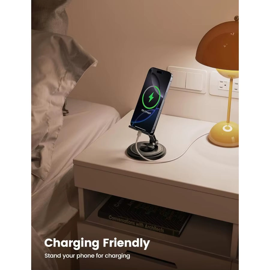 Lamicall Adjustable Phone Stand for Desk 360 Rotating Foldable Cell Phone Holder Desktop Portable Cellphone Stand Office Desk A