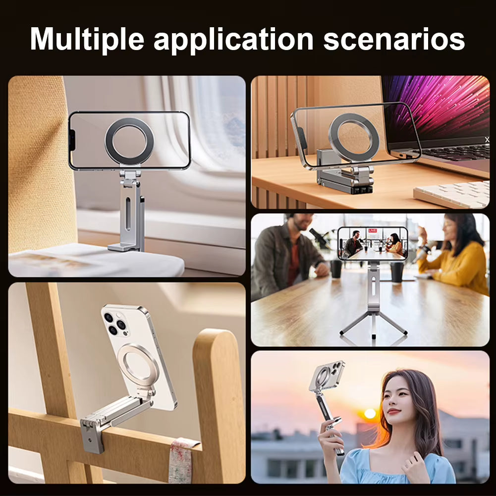 For Magsafe Airplane Phone Holder Foldable Tripod Portable Magnetic Phone Holder Cell Phone Stand for Iphone 16 15 14 13