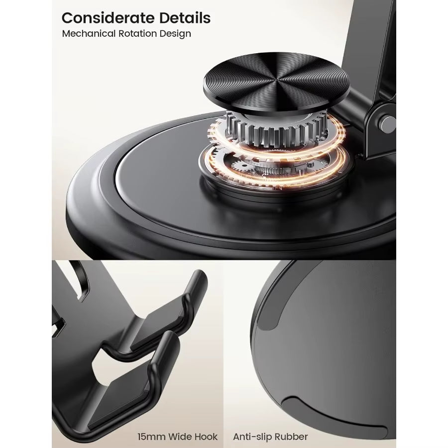 Lamicall Adjustable Phone Stand for Desk 360 Rotating Foldable Cell Phone Holder Desktop Portable Cellphone Stand Office Desk A